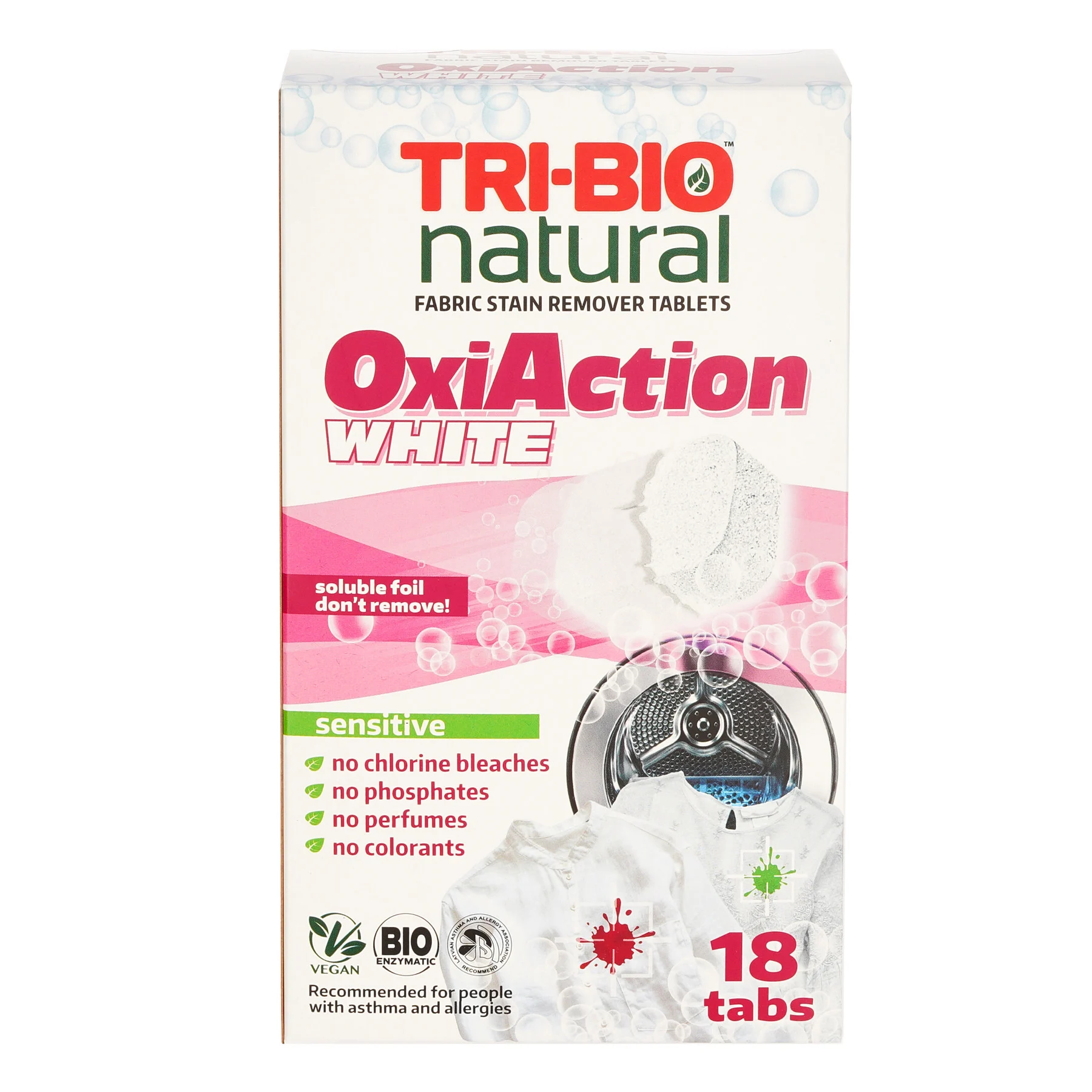 TRI-BIO TABLETES VEĻAS MAZGĀŠANAI OXY-ACTIOON WHITE, 18 TAB