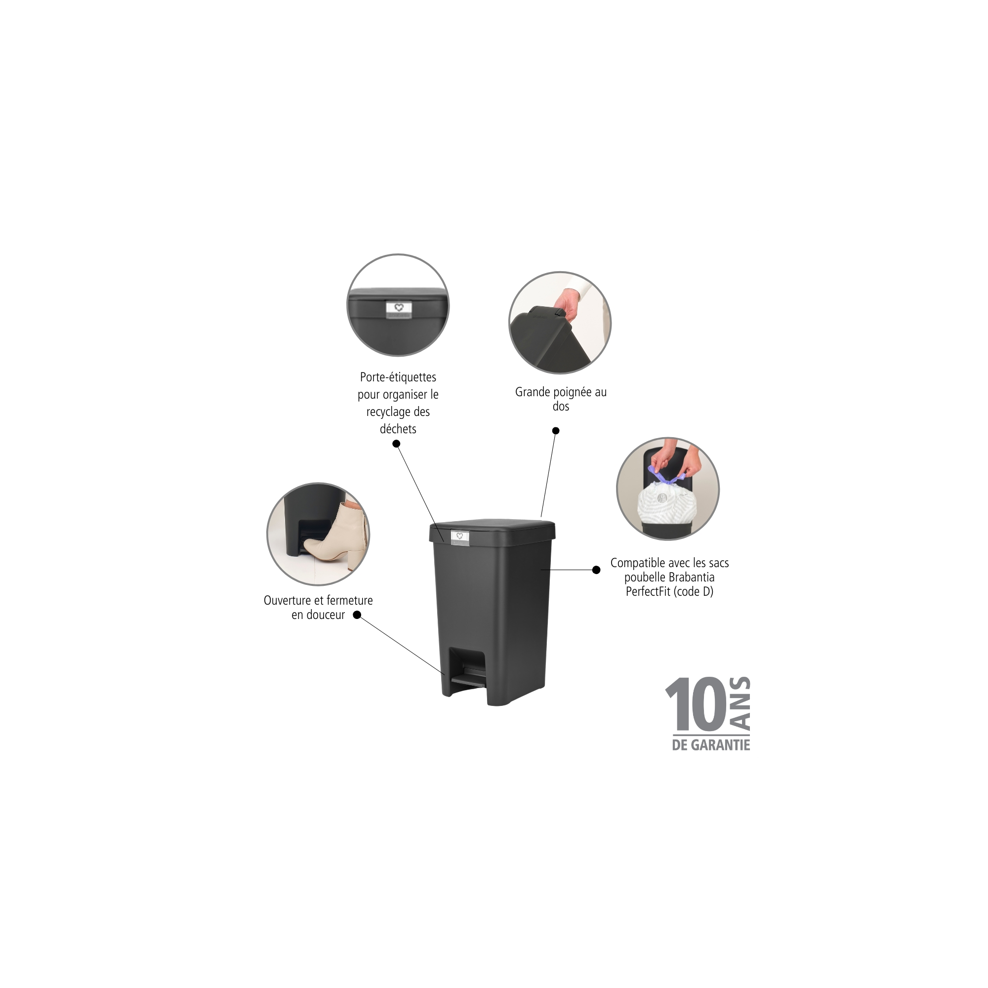 BRABANTIA atkritumu tvertne ar pedāli StepUp,16 l - Image 8