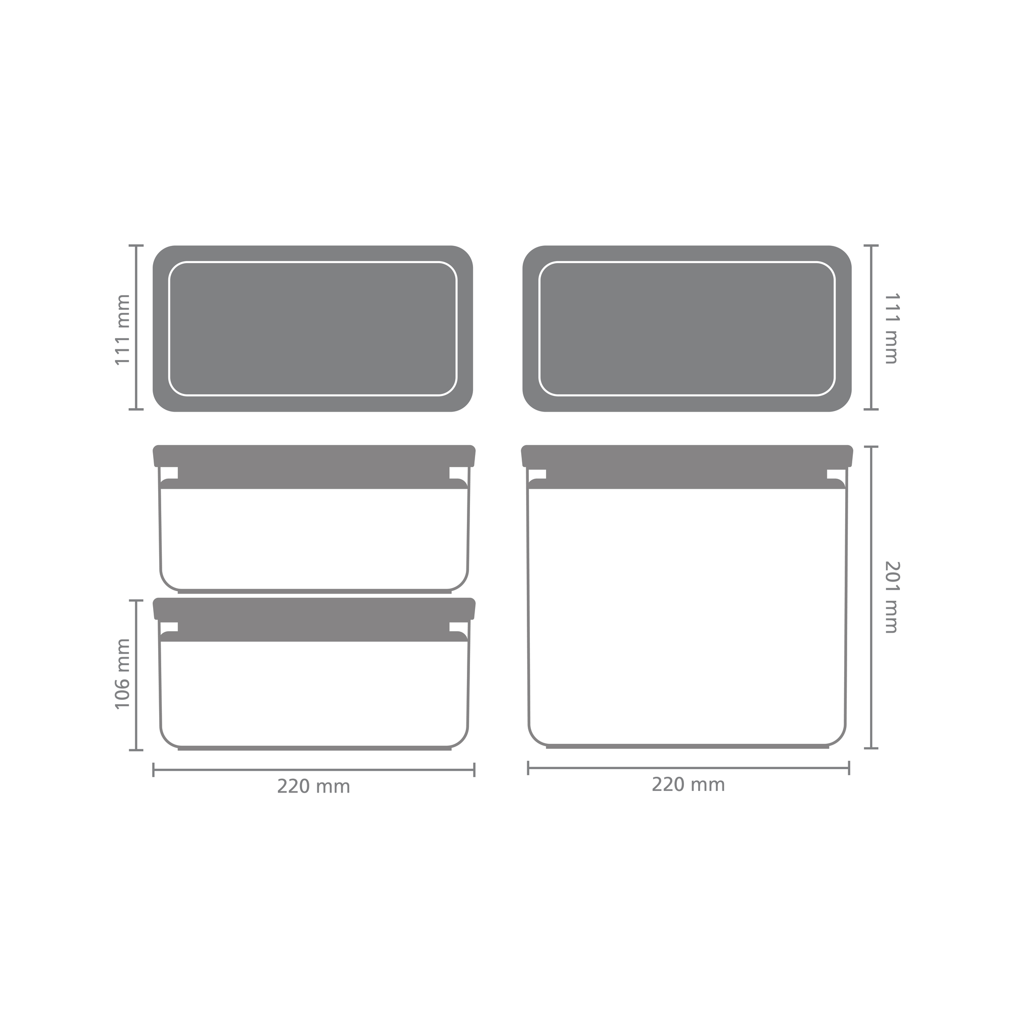 BRABANTIA uzglabāšanas kārbu komplekts Tasty+., Dark Grey - Image 7
