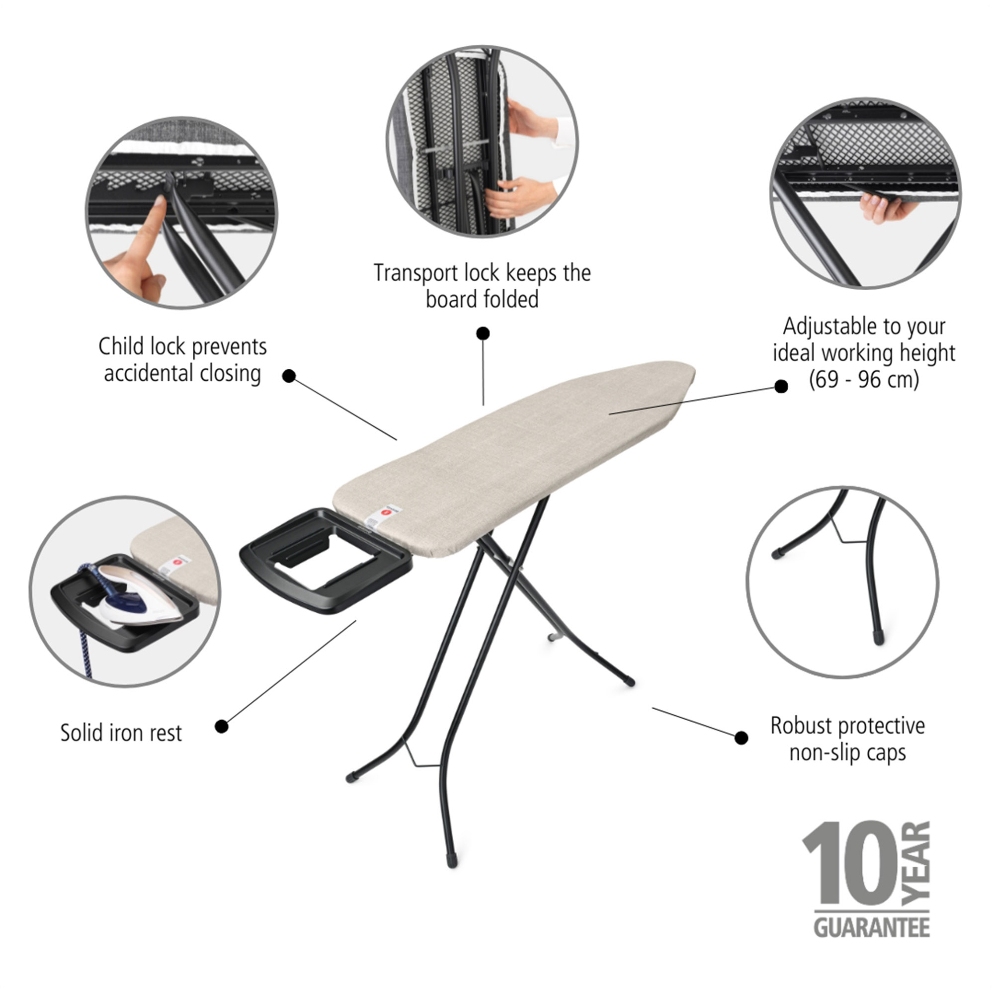 BRABANTIA gludināmais dēlis (B) 124x38cm, Denim Grey - Image 9