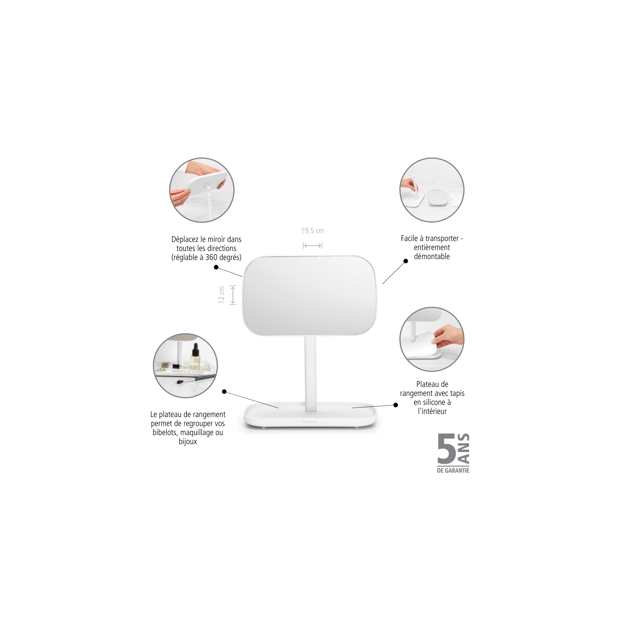 BRABANTIA ReNew spogulis ar plauktiņu - Image 13