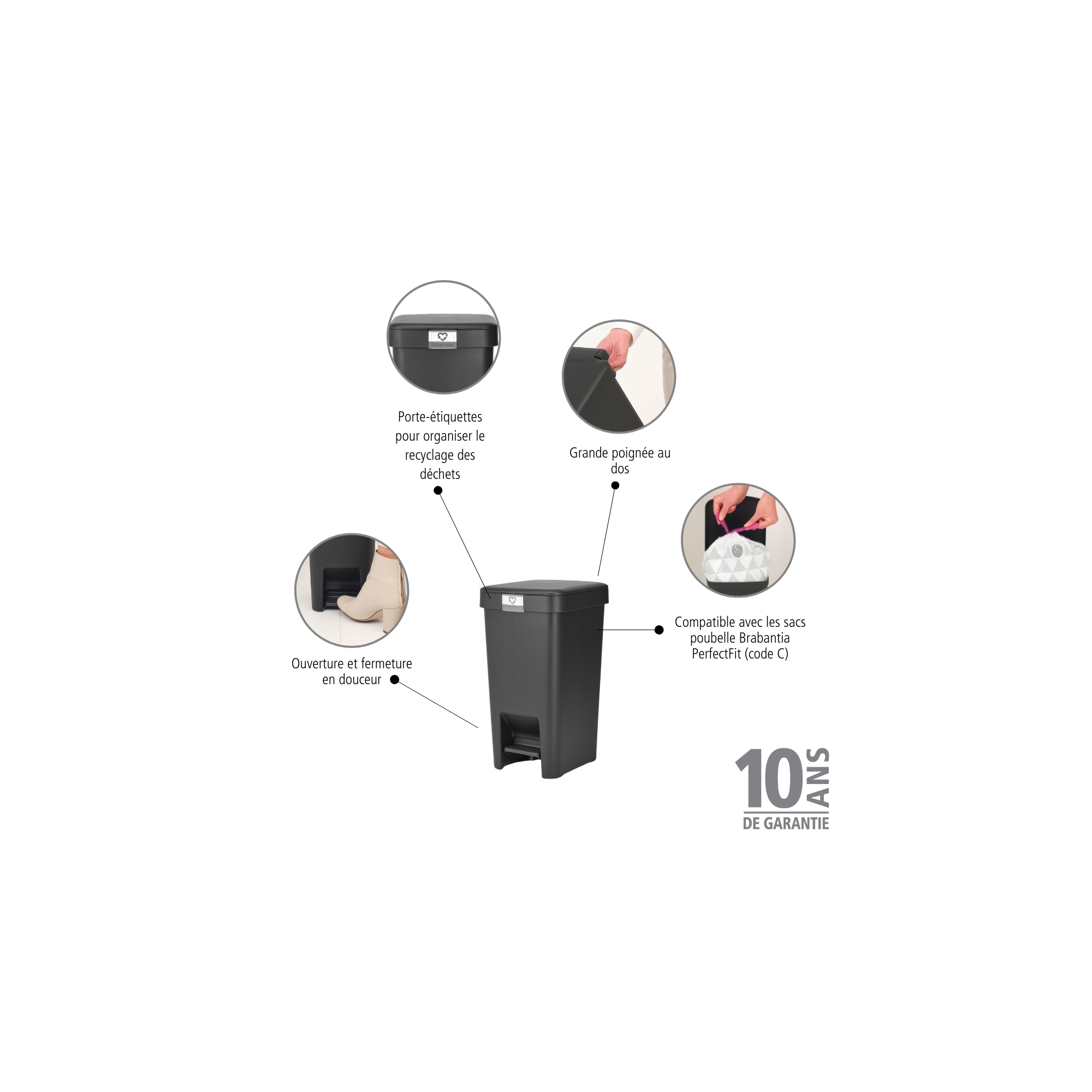 BRABANTIA atkritumu tvertne ar pedāli StepUp, 10 l - Image 12